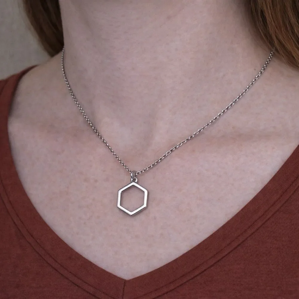 New Elegant Silver HOPE Hexagon Pendant Necklace